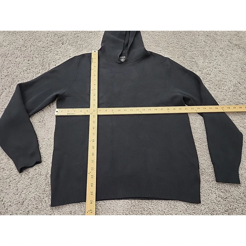 Lachlan Hoodie Sweater Mens L Black Knit Pullover Long Sleeve Preppy Casual